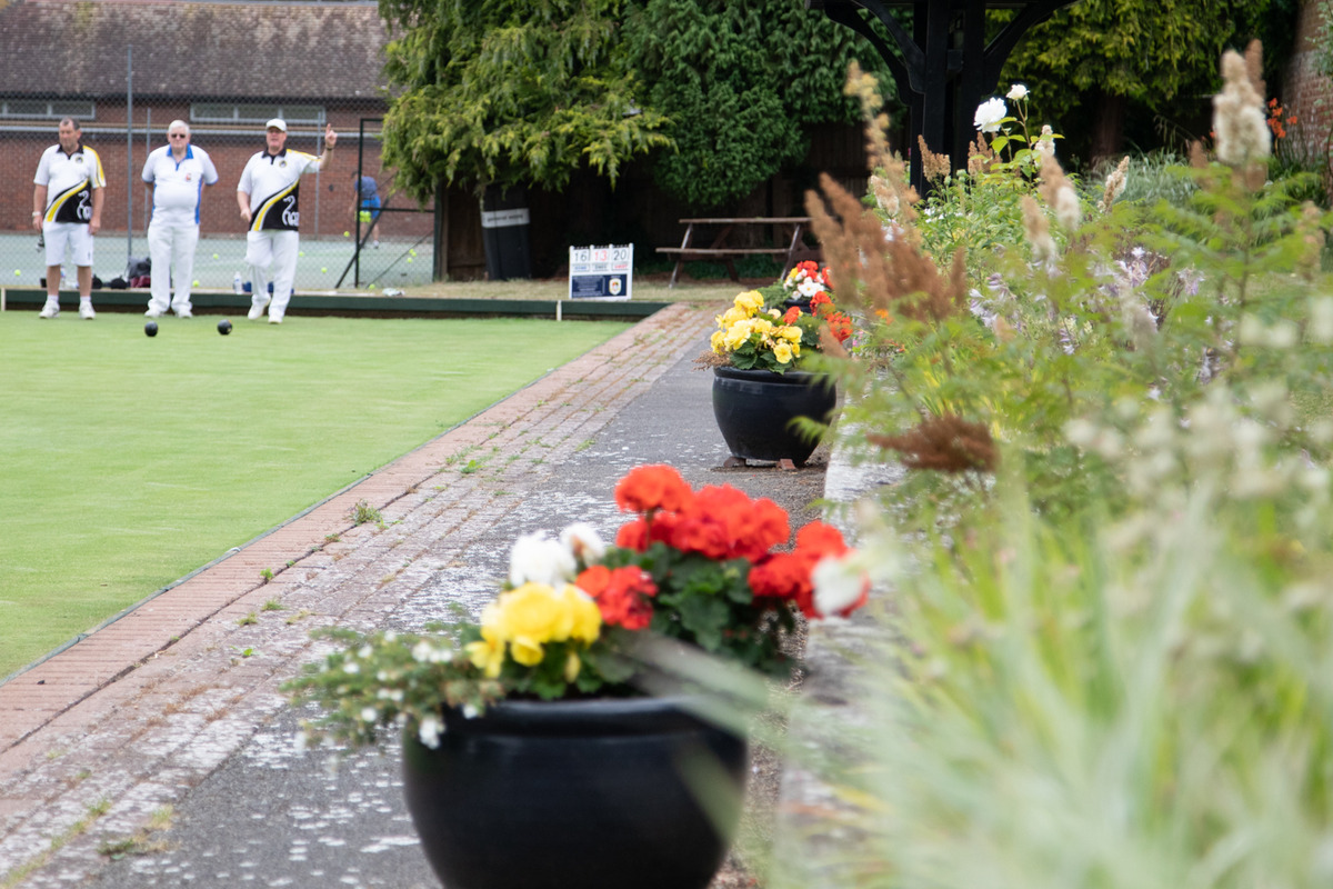 The flower border looking splendid in the sun on Quarter Finals day.